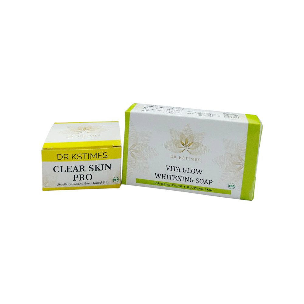 Dr Kstimes Clear Skin Pro Glutathione Pigmentation Cream + Vita Glow Skin Whitening Soap (2 Combo)